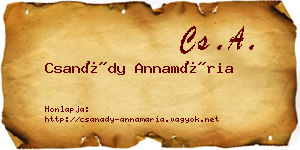 Csanády Annamária névjegykártya
