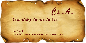 Csanády Annamária névjegykártya